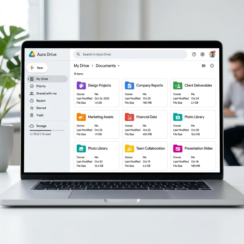 A clean, modern cloud storage interface showing organized subfolders by guest name