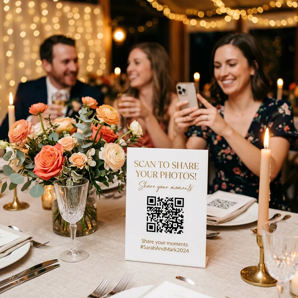 Permanent QR code on event table with guests scanning it