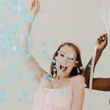 Guest celebrating with confetti